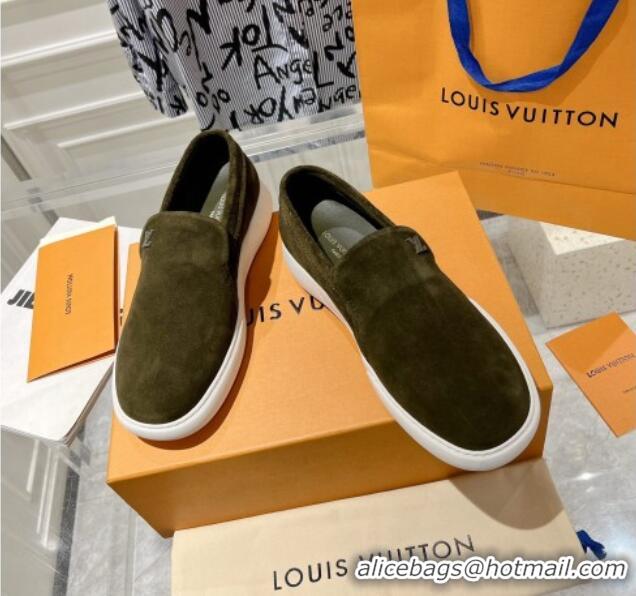 Perfect Louis Vuitton Men's LV Pacific Loafers in Suede Green 204059