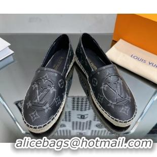 Duplicate Louis Vuitton Starboard Flat Espadrilles in Black Monogram Canvas 204069