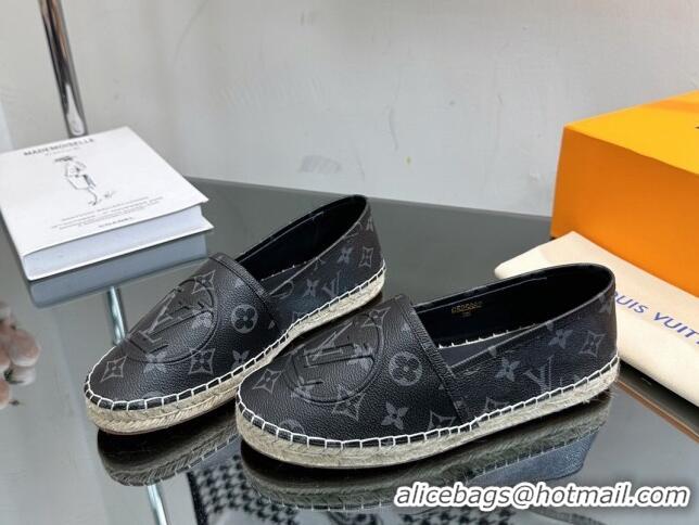 Duplicate Louis Vuitton Starboard Flat Espadrilles in Black Monogram Canvas 204069