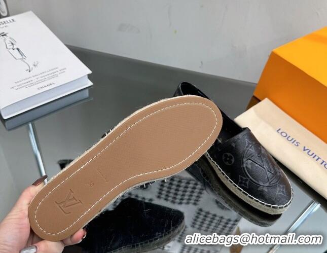 Duplicate Louis Vuitton Starboard Flat Espadrilles in Black Monogram Canvas 204069