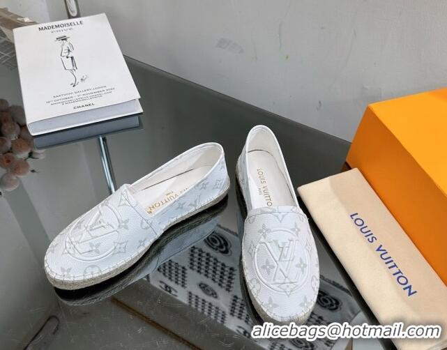 Sumptuous Louis Vuitton Starboard Flat Espadrilles in White Monogram Canvas 204071