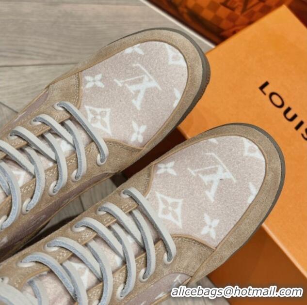 Best Price Louis Vuitton Laureate Platform Desert Ankle Boots in Monogram Wool Brown/Grey 218040