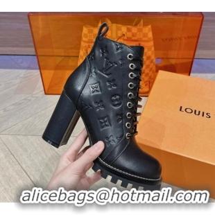 Low Price Louis Vuitton Star Trail Ankle Boots 9cm in Black Calf Leather 218041