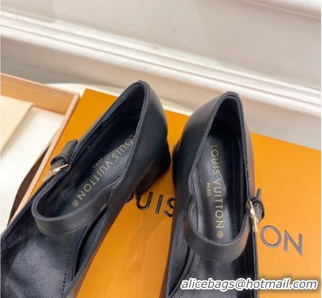 Charming Louis Vuitton Shake Mary Janes Pump 5.5cm in Calf Leather with Quilted Block Heel Black 218051