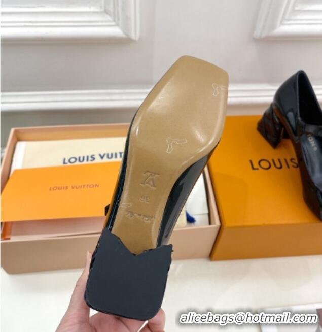 Top Design Louis Vuitton Shake Mary Janes Pump 5.5cm in Patent Leather with Quilted Block Heel Black 218053