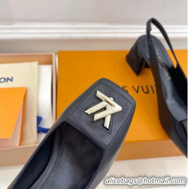 Good Product Louis Vuitton Shake Slingback Pump 5.5cm in Calf Leather with Quilted Block Heel 218054