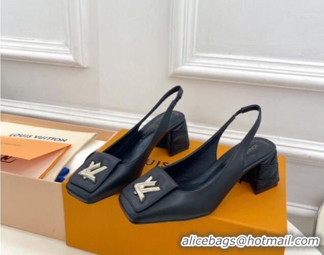 Good Product Louis Vuitton Shake Slingback Pump 5.5cm in Calf Leather with Quilted Block Heel 218054