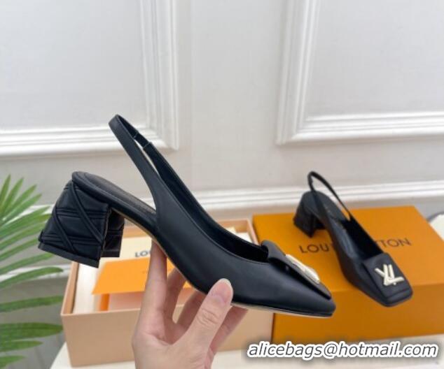 Good Product Louis Vuitton Shake Slingback Pump 5.5cm in Calf Leather with Quilted Block Heel 218054