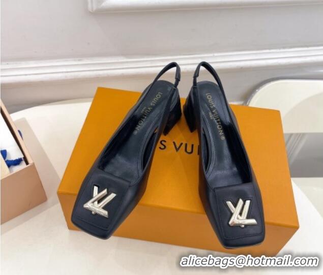 Good Product Louis Vuitton Shake Slingback Pump 5.5cm in Calf Leather with Quilted Block Heel 218054