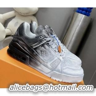 Cheap Price Louis Vuitton Basketball Sneakers in Painted Leather Grey 218060