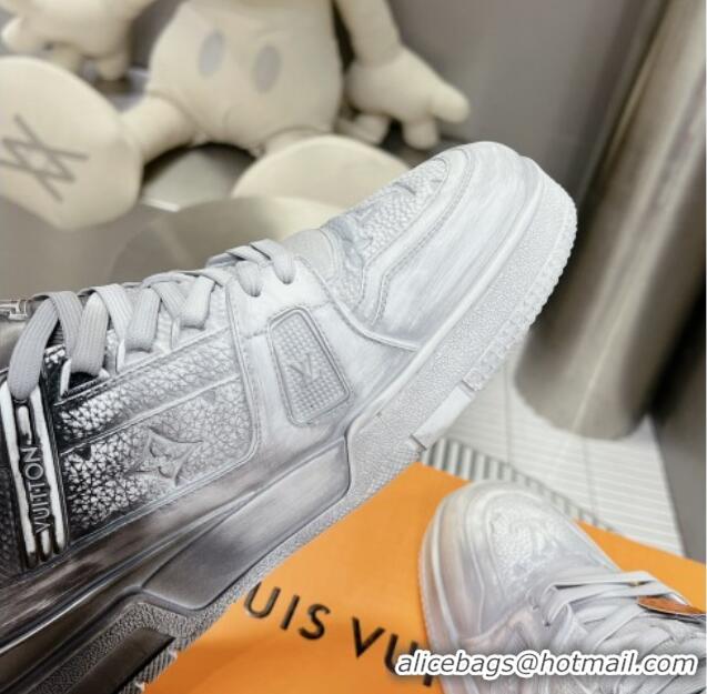 Cheap Price Louis Vuitton Basketball Sneakers in Painted Leather Grey 218060