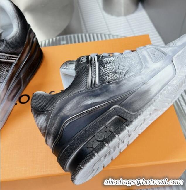 Cheap Price Louis Vuitton Basketball Sneakers in Painted Leather Grey 218060