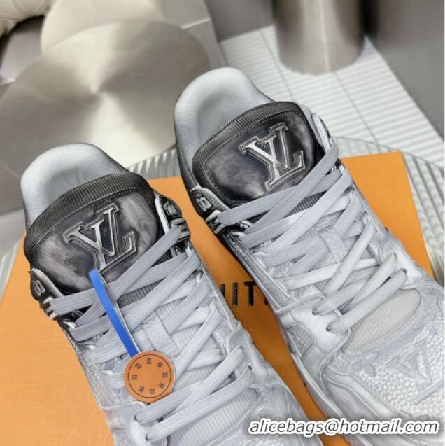 Cheap Price Louis Vuitton Basketball Sneakers in Painted Leather Grey 218060