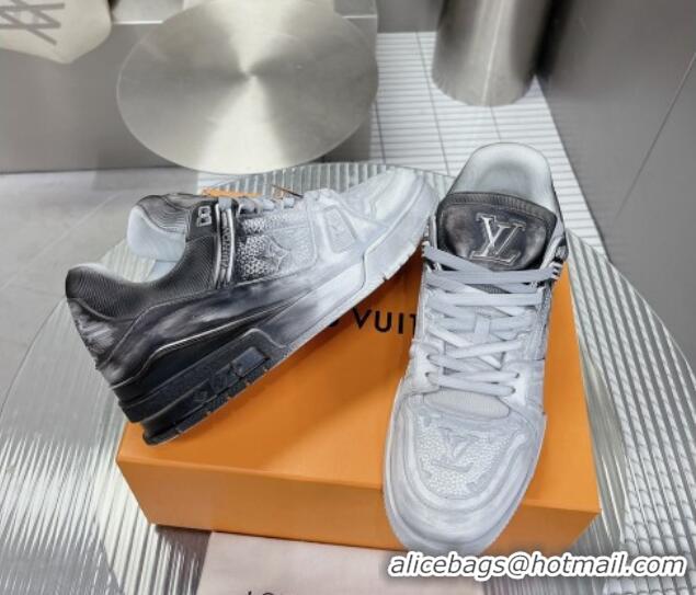 Cheap Price Louis Vuitton Basketball Sneakers in Painted Leather Grey 218060