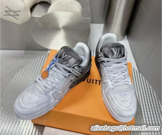 Cheap Price Louis Vuitton Basketball Sneakers in Painted Leather Grey 218060