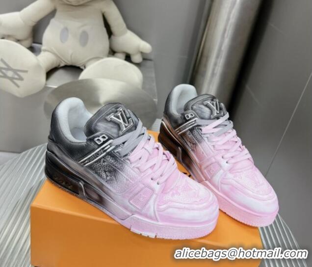 Classic Hot Louis Vuitton Basketball Sneakers in Painted Leather Light Pink 218061