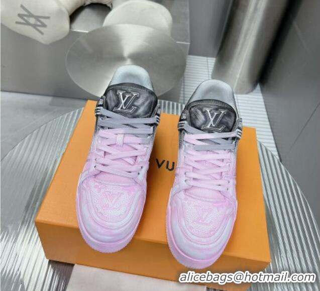 Classic Hot Louis Vuitton Basketball Sneakers in Painted Leather Light Pink 218061