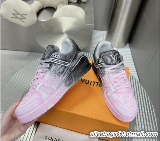 Classic Hot Louis Vuitton Basketball Sneakers in Painted Leather Light Pink 218061