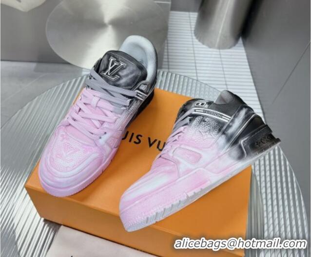 Classic Hot Louis Vuitton Basketball Sneakers in Painted Leather Light Pink 218061