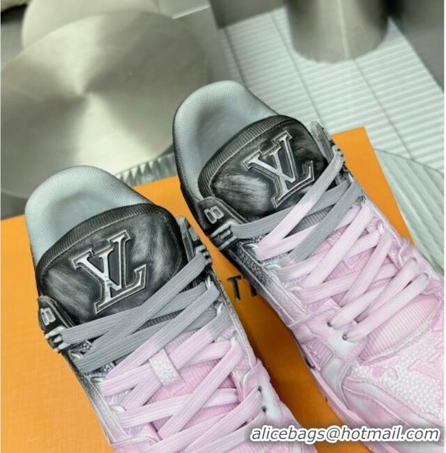 Classic Hot Louis Vuitton Basketball Sneakers in Painted Leather Light Pink 218061