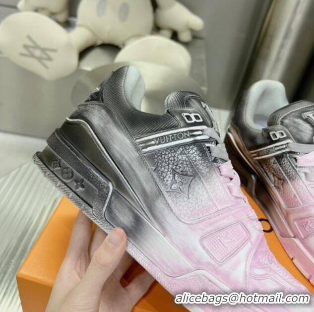 Classic Hot Louis Vuitton Basketball Sneakers in Painted Leather Light Pink 218061