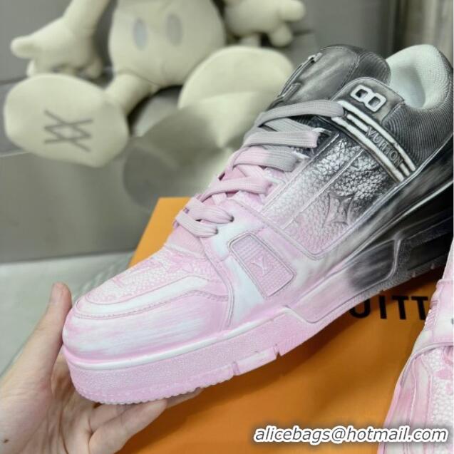 Classic Hot Louis Vuitton Basketball Sneakers in Painted Leather Light Pink 218061