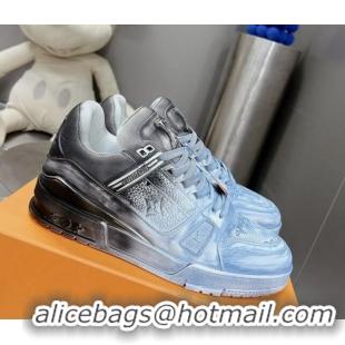 Good Looking Louis Vuitton Basketball Sneakers in Painted Leather Light Blue 218062