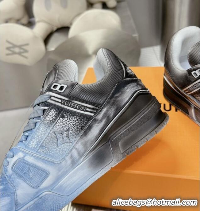 Good Looking Louis Vuitton Basketball Sneakers in Painted Leather Light Blue 218062