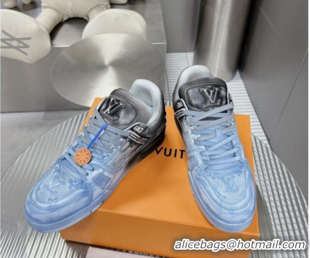 Good Looking Louis Vuitton Basketball Sneakers in Painted Leather Light Blue 218062