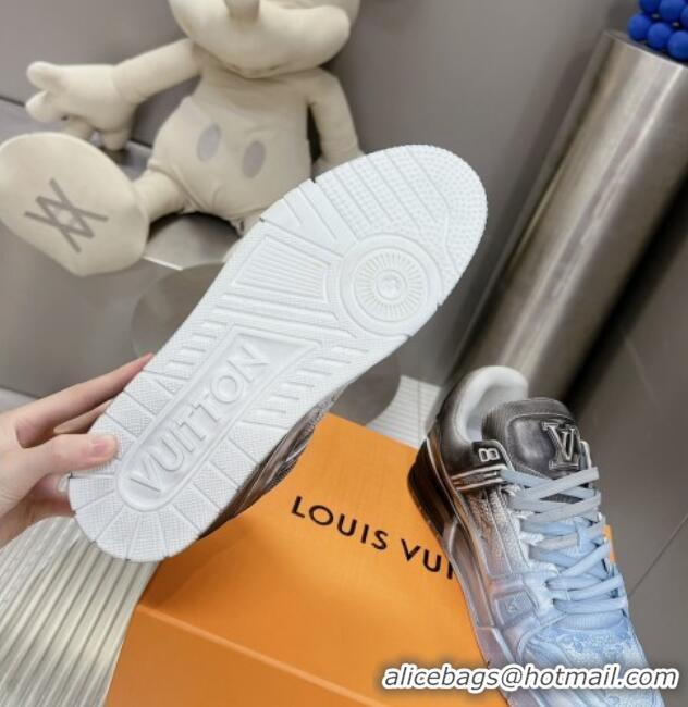 Good Looking Louis Vuitton Basketball Sneakers in Painted Leather Light Blue 218062