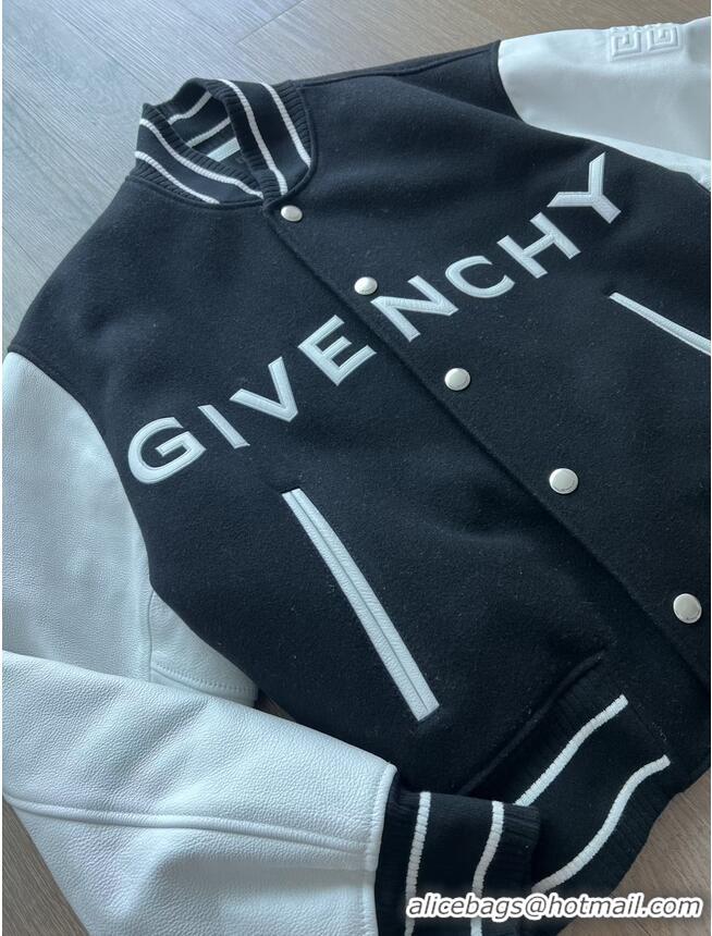 Buy Discount Givenchy Cropped Varsity Jacket In Wool And Leather G1245