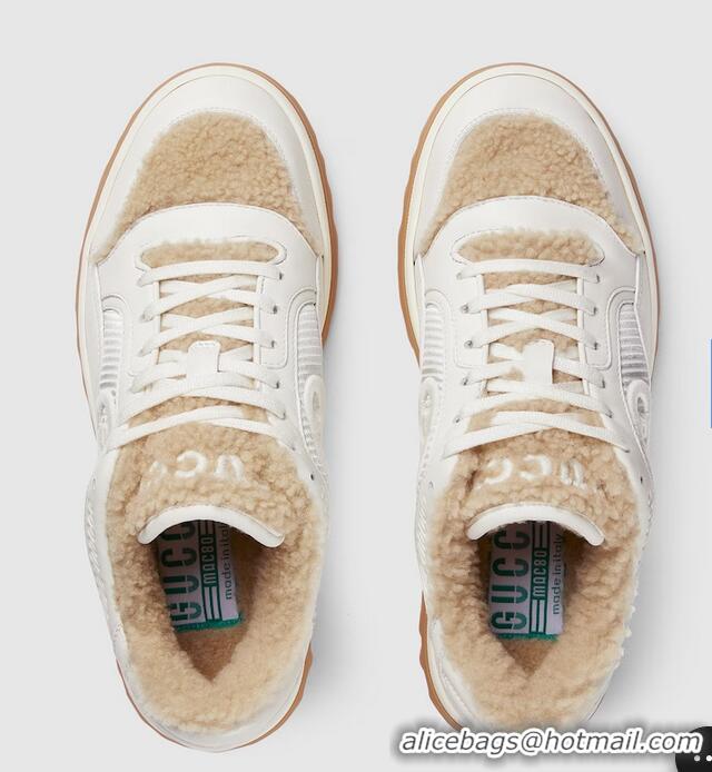 ​Famous Brand Gucci Mac80 Sneakers Leather ‎And Wool 760462 Off white