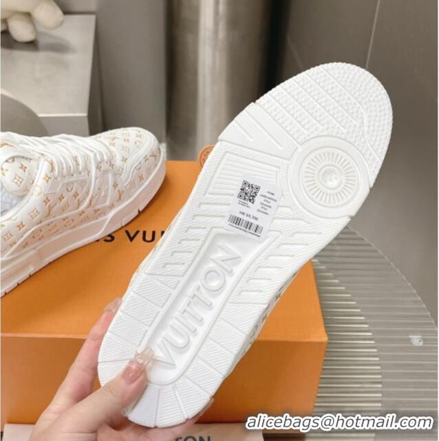 Sophisticated Louis Vuitton LV Trainer Sneakers in Mini Monogram Leather White/Gold 218063