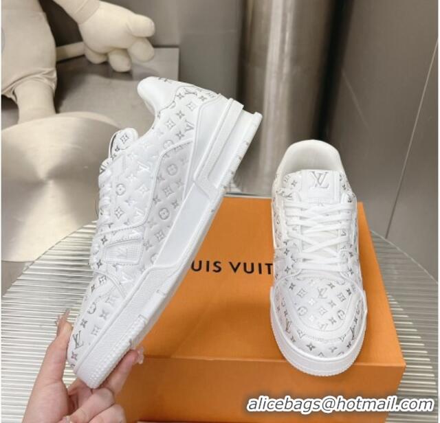 Trendy Design Louis Vuitton LV Trainer Sneakers in Mini Monogram Leather White/Silver 218064