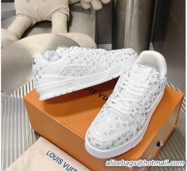 Trendy Design Louis Vuitton LV Trainer Sneakers in Mini Monogram Leather White/Silver 218064