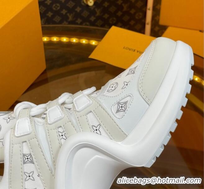 Luxury Louis Vuitton LV Archlight Sneakers in Perforated Leather Light Grey 218067