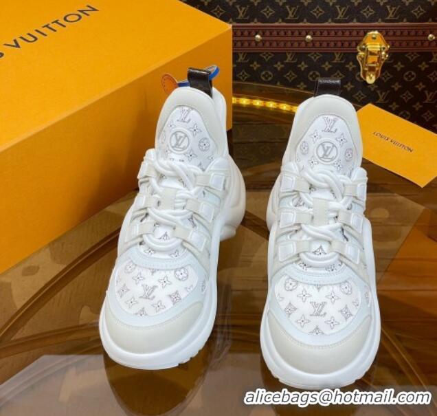 Luxury Louis Vuitton LV Archlight Sneakers in Perforated Leather Light Grey 218067