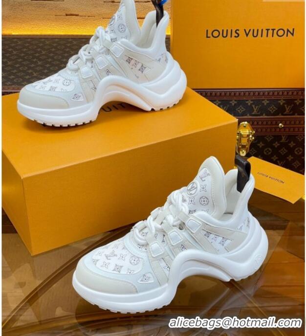 Luxury Louis Vuitton LV Archlight Sneakers in Perforated Leather Light Grey 218067