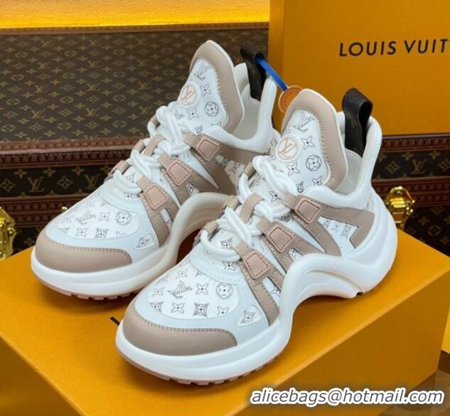 Sophisticated Louis Vuitton LV Archlight Sneakers in Perforated Leather Light Pink 218068