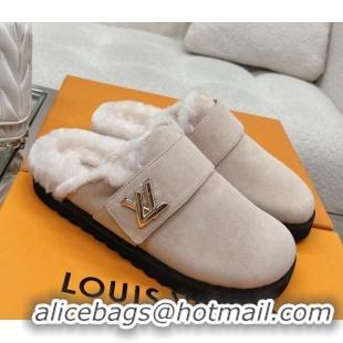 Lowest Cost Louis Vuitton LV Cosy Flat Comfort Clog Mules in Suede Grey 218071