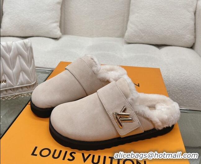 Lowest Cost Louis Vuitton LV Cosy Flat Comfort Clog Mules in Suede Grey 218071