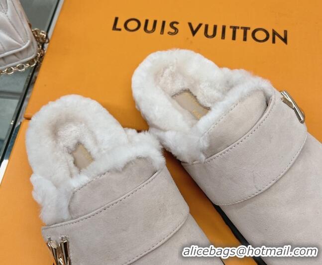 Lowest Cost Louis Vuitton LV Cosy Flat Comfort Clog Mules in Suede Grey 218071