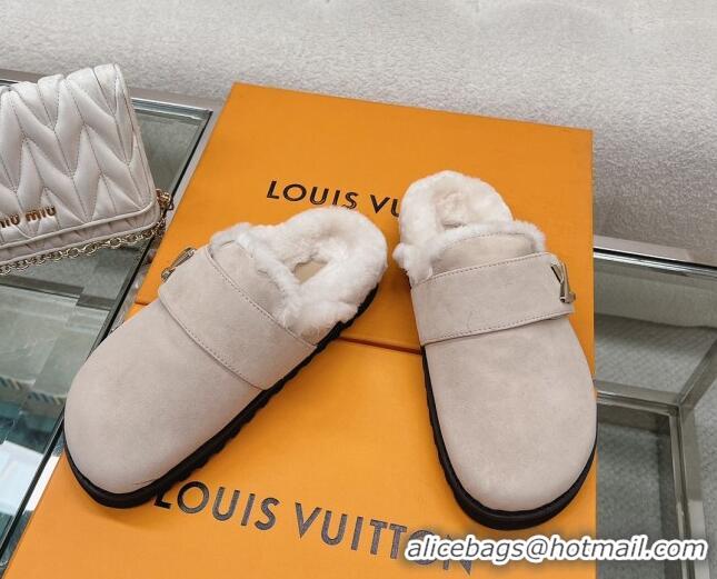 Lowest Cost Louis Vuitton LV Cosy Flat Comfort Clog Mules in Suede Grey 218071