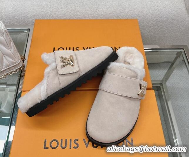 Lowest Cost Louis Vuitton LV Cosy Flat Comfort Clog Mules in Suede Grey 218071