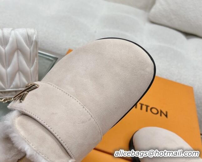 Lowest Cost Louis Vuitton LV Cosy Flat Comfort Clog Mules in Suede Grey 218071