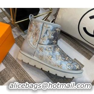 Luxury Discount Louis Vuitton PVC Snow Boots with Monogram Embroidery Grey 218073