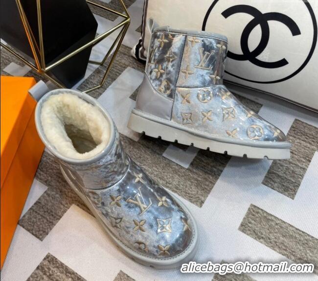 Luxury Discount Louis Vuitton PVC Snow Boots with Monogram Embroidery Grey 218073