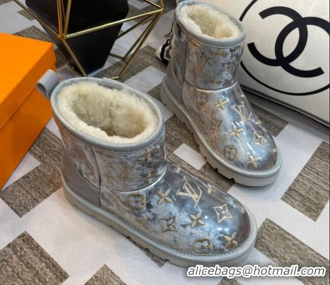 Luxury Discount Louis Vuitton PVC Snow Boots with Monogram Embroidery Grey 218073