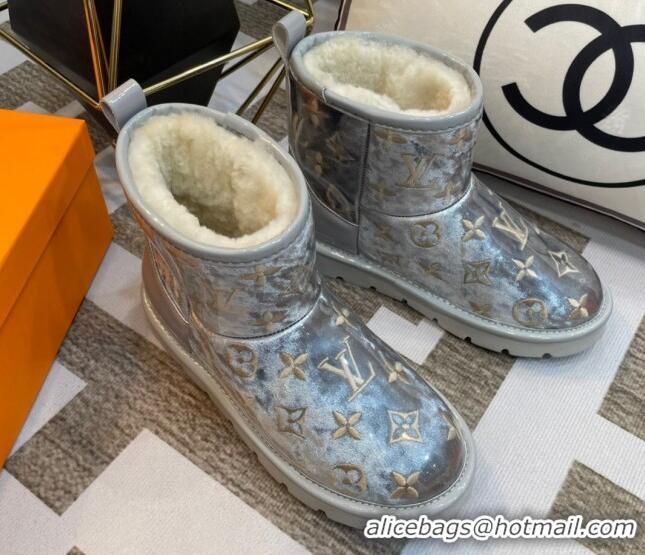 Luxury Discount Louis Vuitton PVC Snow Boots with Monogram Embroidery Grey 218073