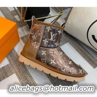 Luxury Louis Vuitton PVC Snow Boots with Monogram Embroidery Brown 218074